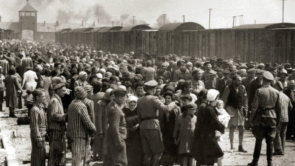 Selection_on_the_ramp_at_Auschwitz-Birkenau,_1944_(Auschwitz_Album)_1a